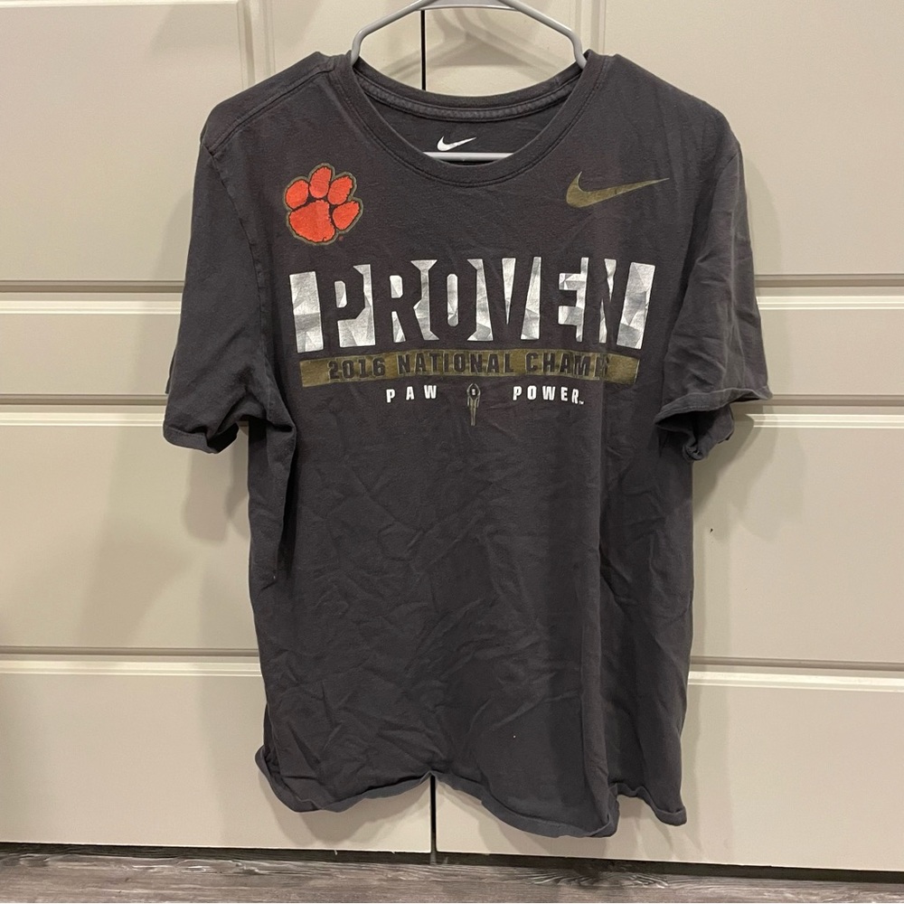 Nike Clemson Tigers National Champs 2016 Tee shirt gray size large